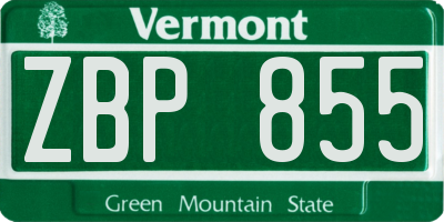 VT license plate ZBP855