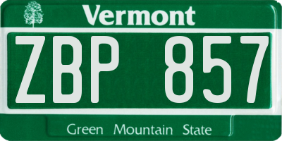 VT license plate ZBP857