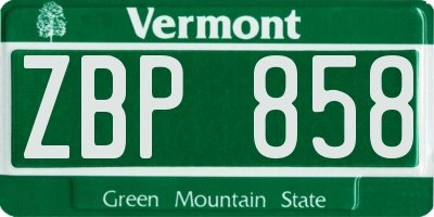 VT license plate ZBP858