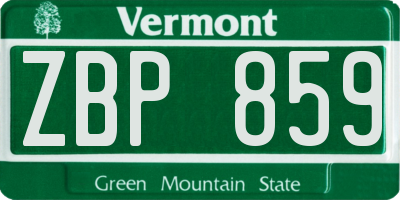 VT license plate ZBP859