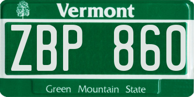 VT license plate ZBP860