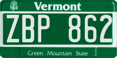 VT license plate ZBP862