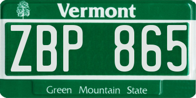 VT license plate ZBP865