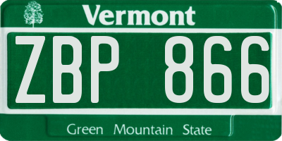 VT license plate ZBP866