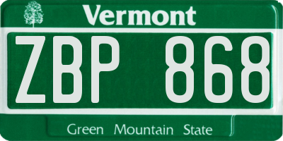 VT license plate ZBP868