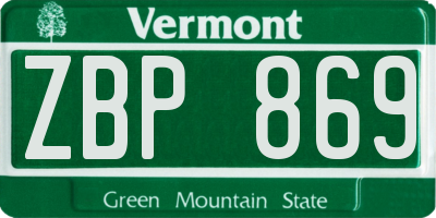 VT license plate ZBP869