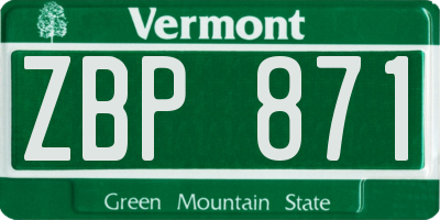 VT license plate ZBP871