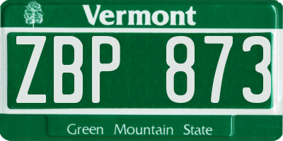 VT license plate ZBP873