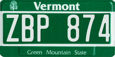VT license plate ZBP874