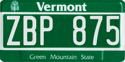 VT license plate ZBP875
