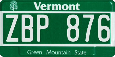 VT license plate ZBP876