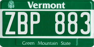 VT license plate ZBP883