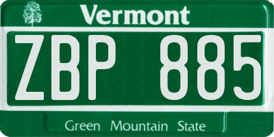 VT license plate ZBP885