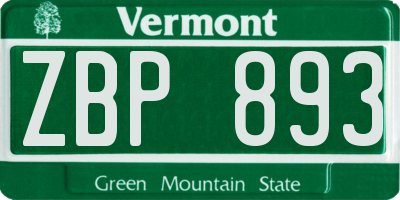 VT license plate ZBP893