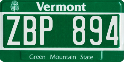 VT license plate ZBP894