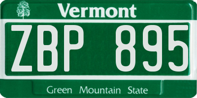 VT license plate ZBP895