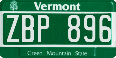 VT license plate ZBP896