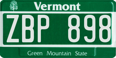 VT license plate ZBP898