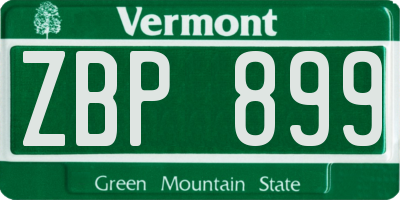 VT license plate ZBP899