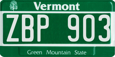 VT license plate ZBP903