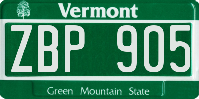 VT license plate ZBP905