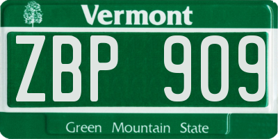 VT license plate ZBP909
