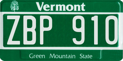 VT license plate ZBP910