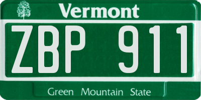 VT license plate ZBP911