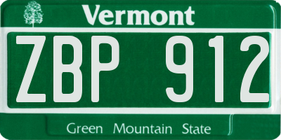 VT license plate ZBP912
