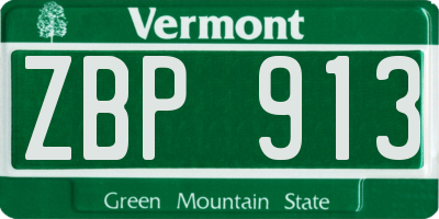 VT license plate ZBP913