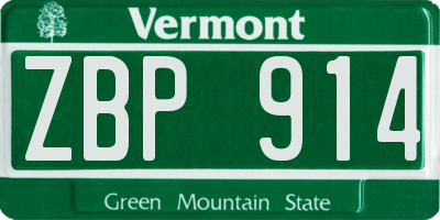 VT license plate ZBP914