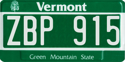 VT license plate ZBP915