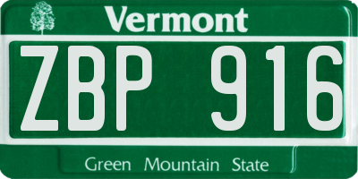 VT license plate ZBP916