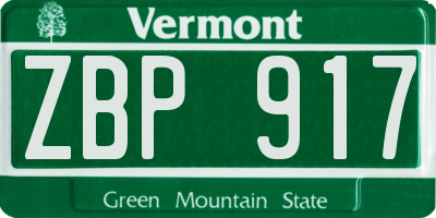 VT license plate ZBP917