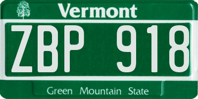 VT license plate ZBP918