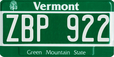 VT license plate ZBP922