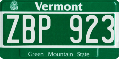 VT license plate ZBP923