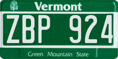 VT license plate ZBP924