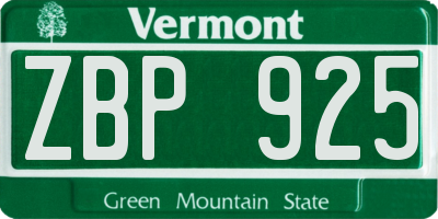 VT license plate ZBP925