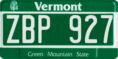 VT license plate ZBP927