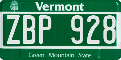VT license plate ZBP928