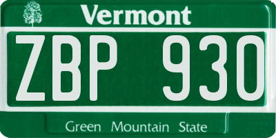 VT license plate ZBP930