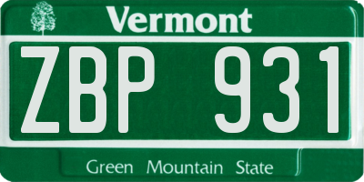 VT license plate ZBP931