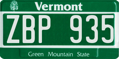 VT license plate ZBP935