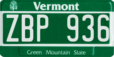 VT license plate ZBP936