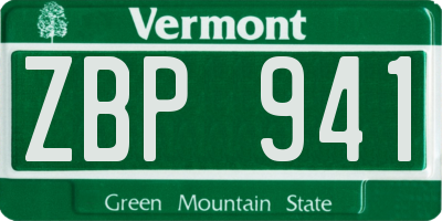 VT license plate ZBP941