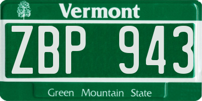 VT license plate ZBP943