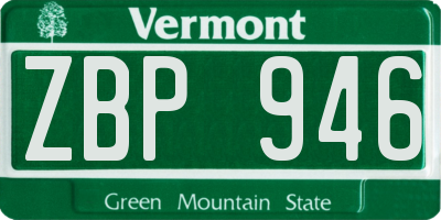 VT license plate ZBP946