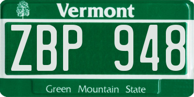VT license plate ZBP948