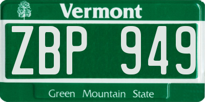 VT license plate ZBP949